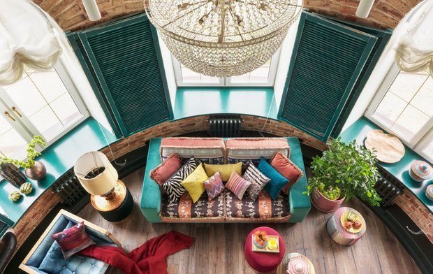 Фотография: Гостиная в стиле Восточный, Современный, Квартира, Проект недели, Даша Ухлинова, Зеленоград, ГМС-1, 2 комнаты, 40-60 метров – фото на INMYROOM