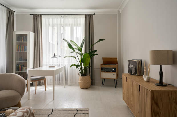 Фотография: Гостиная в стиле Скандинавский, Современный, Квартира, Проект недели, Москва, 2 комнаты, 40-60 метров, Designbox, Анастасия Громова – фото на INMYROOM
