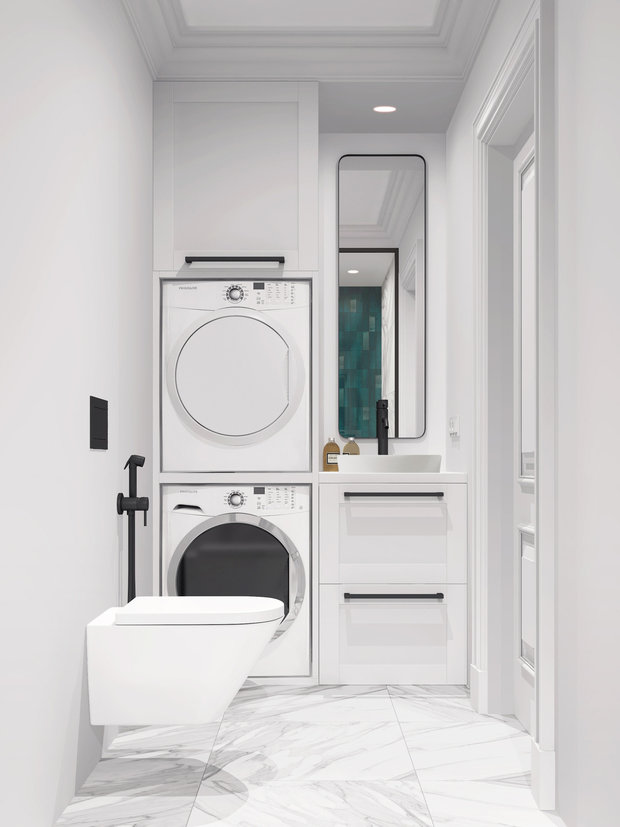 Фотография: Ванная в стиле Скандинавский, Современный, Минимализм, Квартира, Проект недели, Санкт-Петербург, Кирпичный дом, 3 комнаты, 40-60 метров, Bobo.space – фото на INMYROOM