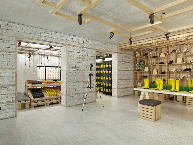 Фото из портфолио Дизайн бутика обуви для бездорожья. Зал 2. – фотографии дизайна интерьеров на INMYROOM