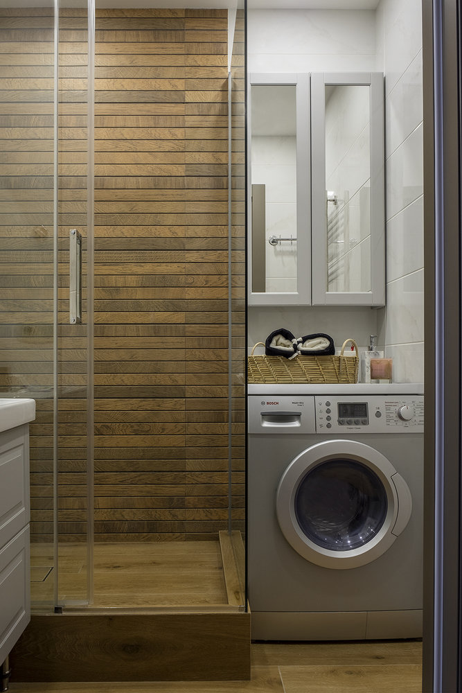 Фотография: Ванная в стиле Современный, Эклектика, Квартира, Проект недели, Москва, 3 комнаты, 60-90 метров, Южное Бутово, D.A. Interior Design, Анна Коробко – фото на INMYROOM