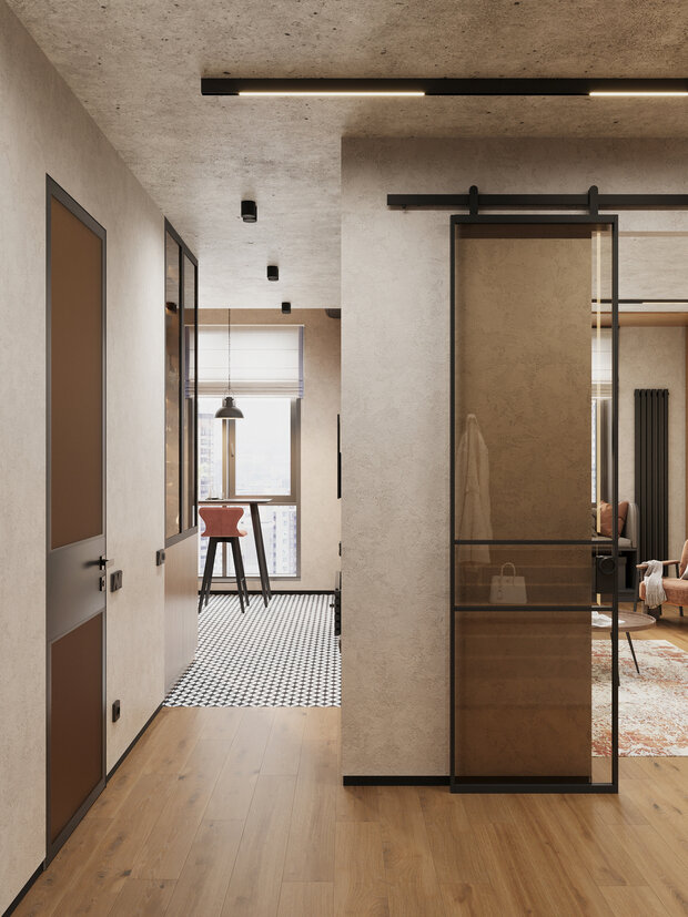 Визуализация интерьера прихожей в стиле минимализм