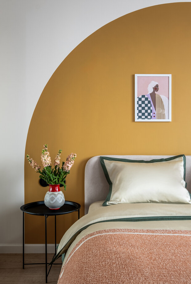 Фотография: Спальня в стиле Современный, Эклектика, Скандинавский, Квартира, Проект дня, Москва, Монолитный дом, 2 комнаты, 40-60 метров, Мия Грабчак – фото на INMYROOM