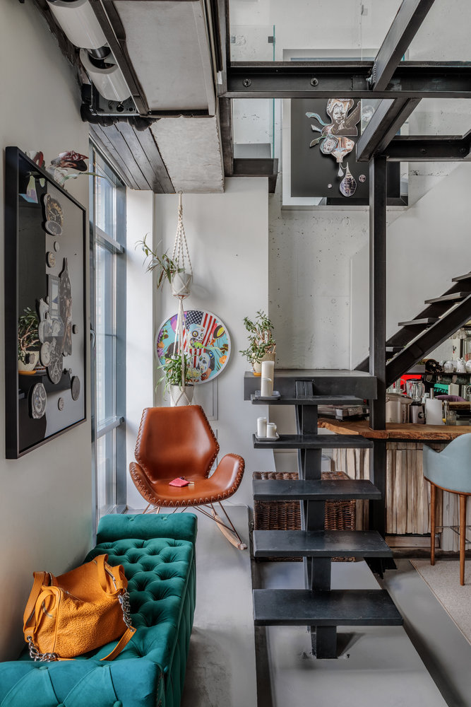 Фотография: Гостиная в стиле Лофт, Квартира, Проект недели, Москва, 3 комнаты, 60-90 метров, Мария Полянская – фото на INMYROOM