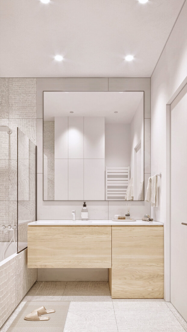 Фотография: Ванная в стиле Современный, Минимализм, Квартира, Проект недели, Воронеж, Кирпичный дом, 3 комнаты, 60-90 метров, Более 90 метров, TOU ARCHITECTS – фото на INMYROOM