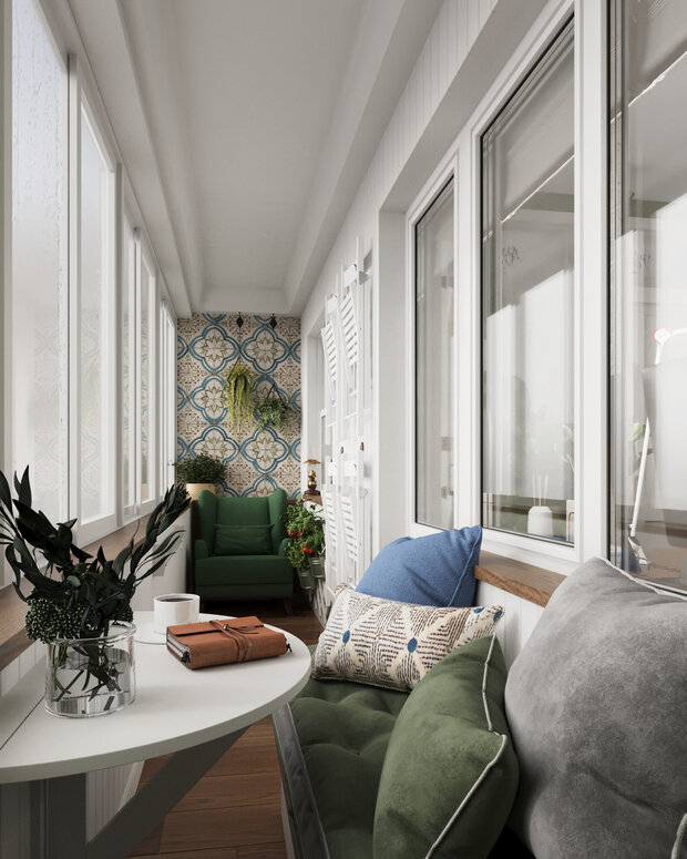 Фотография: Балкон в стиле Скандинавский, Современный, Малогабаритная квартира, Квартира, Проект дня, Московская область, Кирпичный дом, 1 комната, до 40 метров, Анастасия Струве, современный с элементами классики и винтажа – фото на INMYROOM