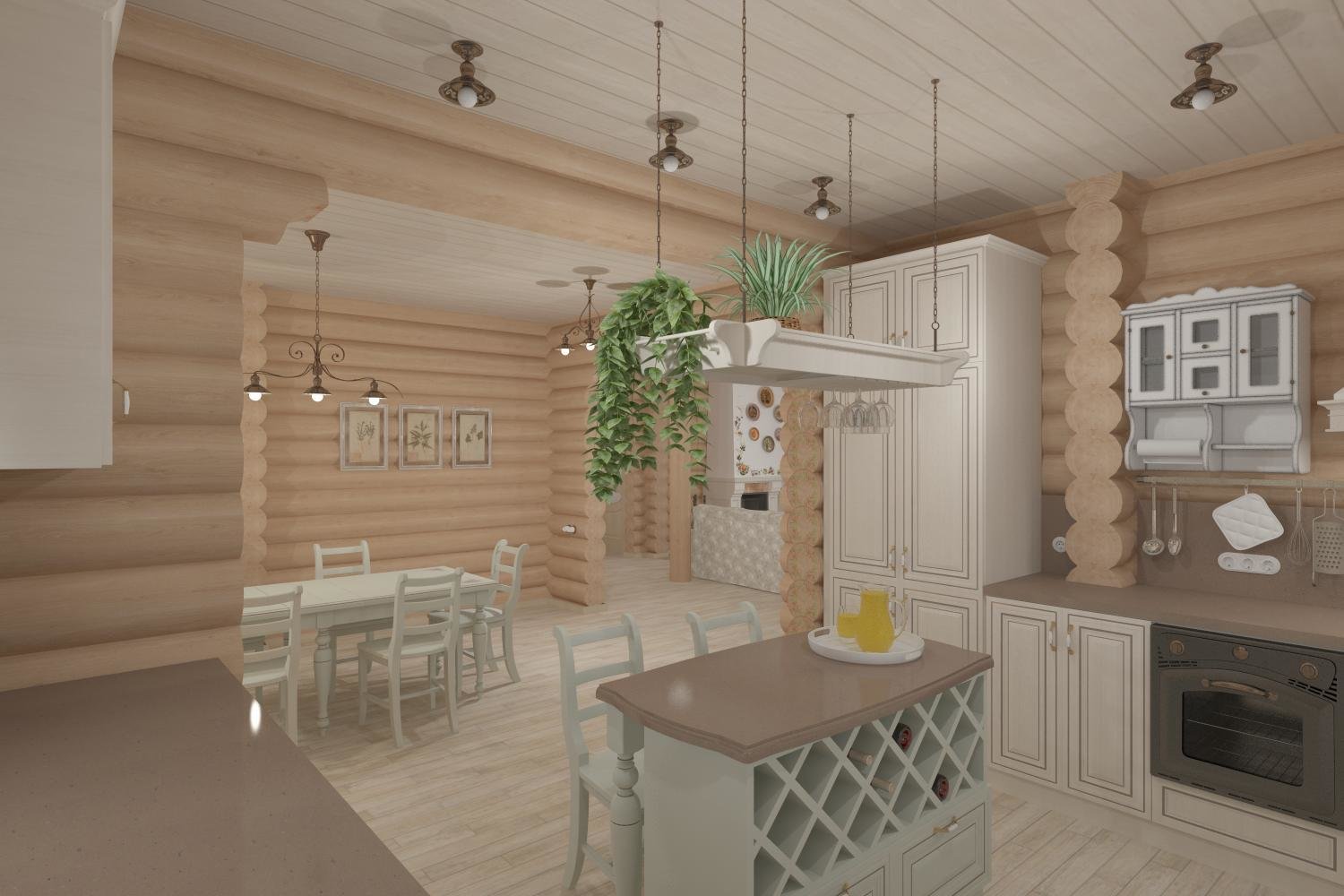 Фото из портфолио Гостиная-кухня в доме из бревна – фотографии дизайна интерьеров на INMYROOM Фото из портфолио Гостиная-кухня в доме из бревна – фотографии дизайна интерьеров на INMYROOM