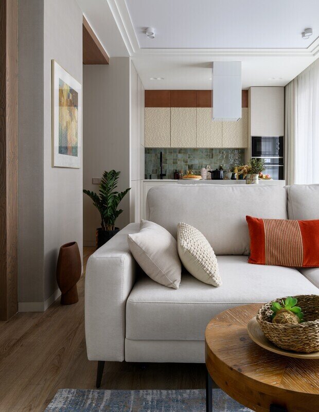 Фотография: Гостиная в стиле Современный, Проект дня, Новосибирск, 4 и больше, Более 90 метров, Эксклюзивные проекты, Полина Степанова, эклектичный с элементами этники и современного дизайна – фото на INMYROOM