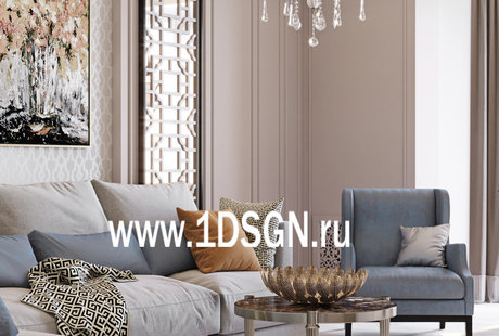 Дизайн интерьера Гостиная в квартире ЖК "Мосфильмовская" г.Москва