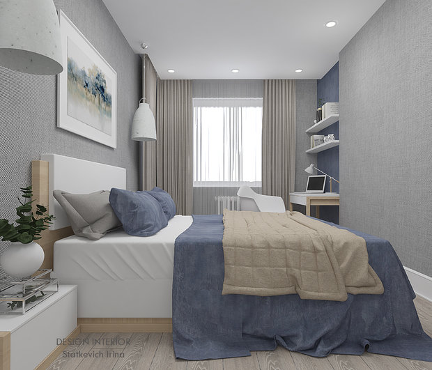 Фото из портфолио Проект в серо-синих тонах – фотографии дизайна интерьеров на INMYROOM