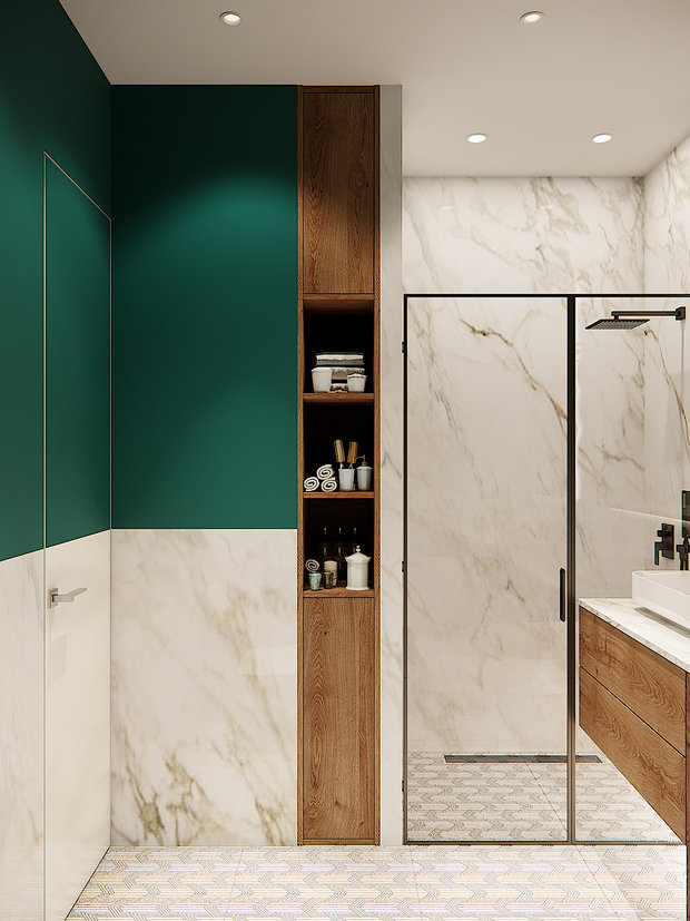 Фотография: Ванная в стиле Современный, Эко, Скандинавский, Квартира, Студия, Проект недели, Москва, Диана Мальцева, Монолитный дом, до 40 метров – фото на INMYROOM