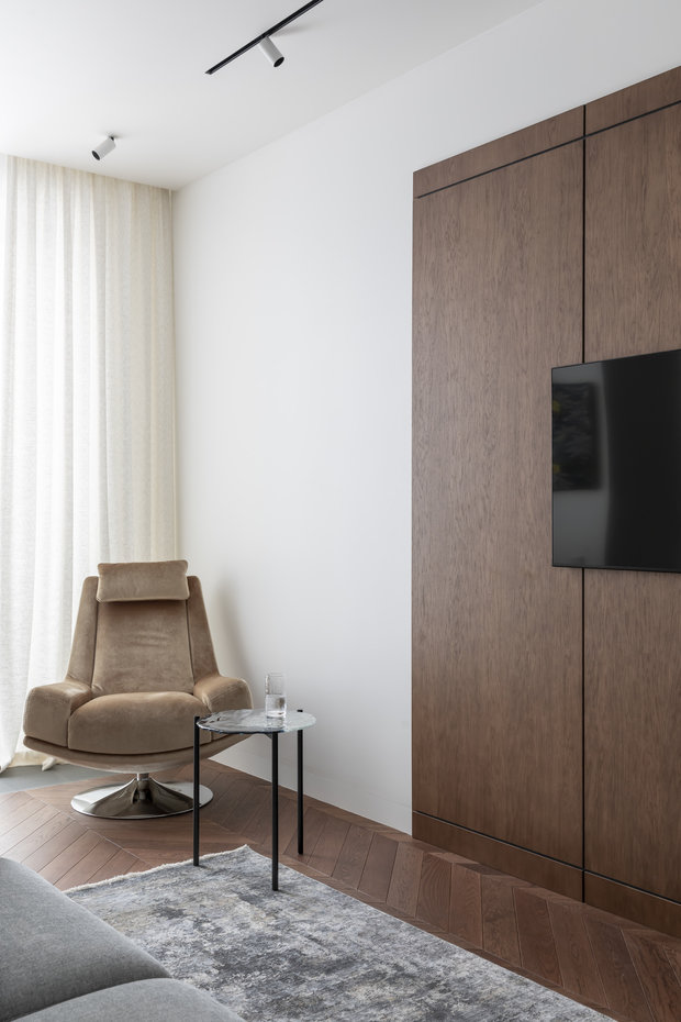 Фотография: Гостиная в стиле Современный, Квартира, Проект недели, Москва, 2 комнаты, 40-60 метров, 60-90 метров, Анна Чеснокова – фото на INMYROOM