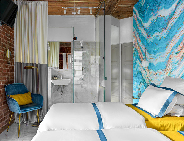 Фотография: Спальня в стиле Лофт, Эклектика, Декор интерьера, Отель, Москва, Кирпичный дом, Наталья Высоцкая, Ольга Воинова – фото на INMYROOM