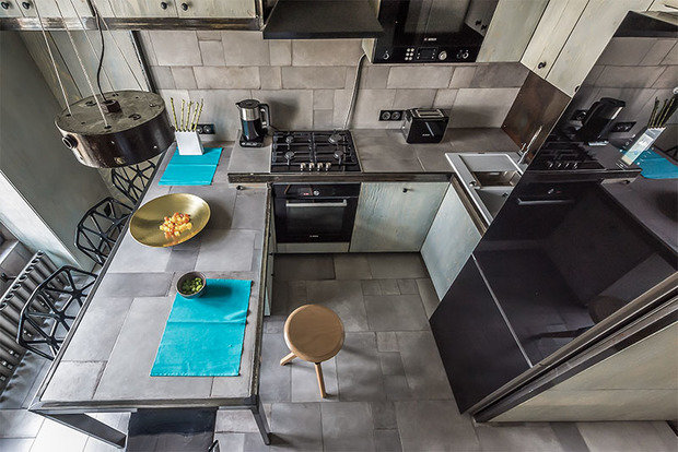 Фотография: Кухня и столовая в стиле Современный, Хай-тек, Интерьер комнат, Переделка, Индустриальный – фото на INMYROOM