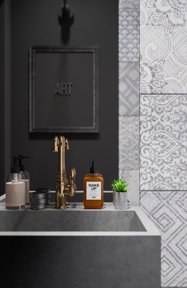 Фотография: Ванная в стиле Лофт, Эклектика, Квартира, Проект недели, Москва, 3 комнаты, 60-90 метров, Анна Показаньева – фото на INMYROOM