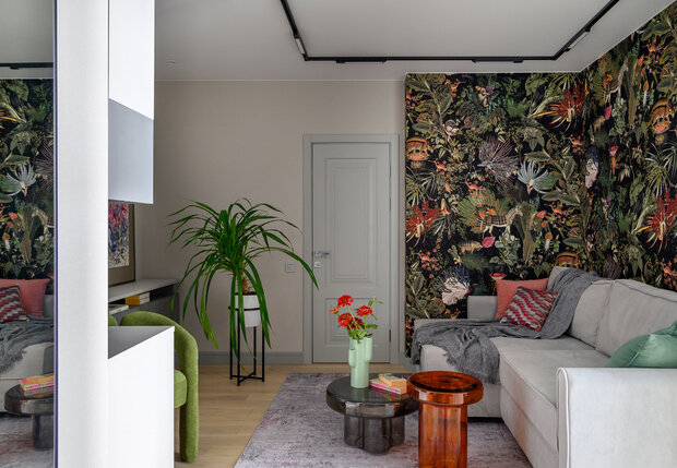 Фотография: Гостиная в стиле Современный, Квартира, Проект дня, Нижний Новгород, 1 комната, 40-60 метров, Любовь Мамошкина – фото на INMYROOM