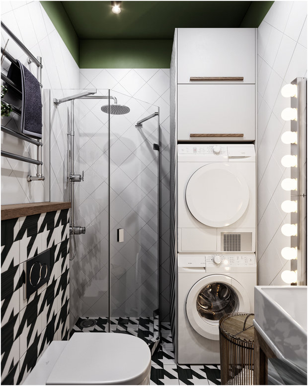 Фотография: Ванная в стиле Скандинавский, Эклектика, Квартира, Проект недели, Санкт-Петербург, Макс Жуков, Виктор Штефан, ToTaste Studio, 3 комнаты, 60-90 метров – фото на INMYROOM