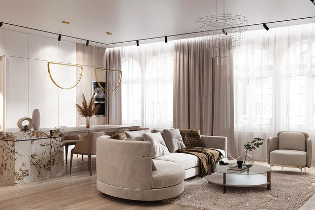 Фото из портфолио Современная классика в ЖК Русский Дом - 170 метров – фотографии дизайна интерьеров на INMYROOM