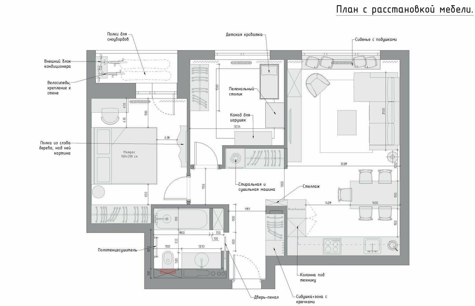 Фотография: Планировки в стиле , Квартира, Проект недели, Москва, 3 комнаты, 60-90 метров, Бохо, KSInteriors – фото на INMYROOM