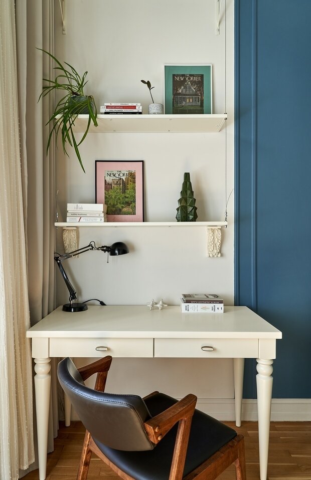 Фотография: Кабинет в стиле Скандинавский, Современный, Квартира, Проект недели, Санкт-Петербург, Сталинка, Кирпичный дом, 2 комнаты, 40-60 метров, Винтажный, TOTLstudio – фото на INMYROOM