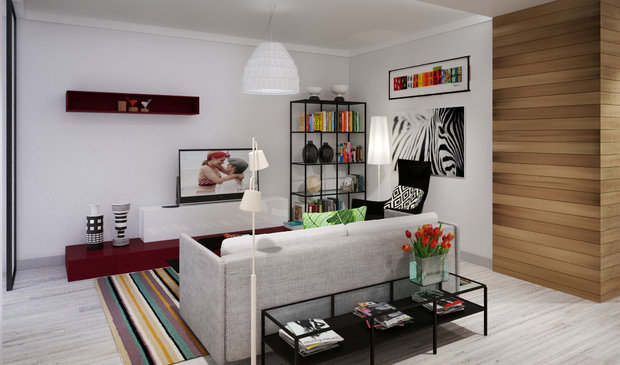 Фотография: Гостиная в стиле Хай-тек, Скандинавский, Современный, Декор интерьера, Квартира, Проект недели, Московская область, Наталия Чайка, Александра Морозова, Балашиха, ЖК «Акварели», Монолитный дом, 3 комнаты, 60-90 метров, Григорий Севастьянов, Studio 8 – фото на INMYROOM