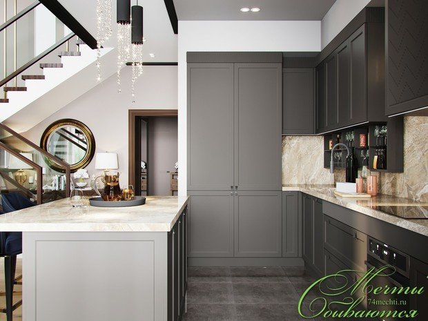 Фото из портфолио Гостиная и кухня в пентхаусе – фотографии дизайна интерьеров на INMYROOM