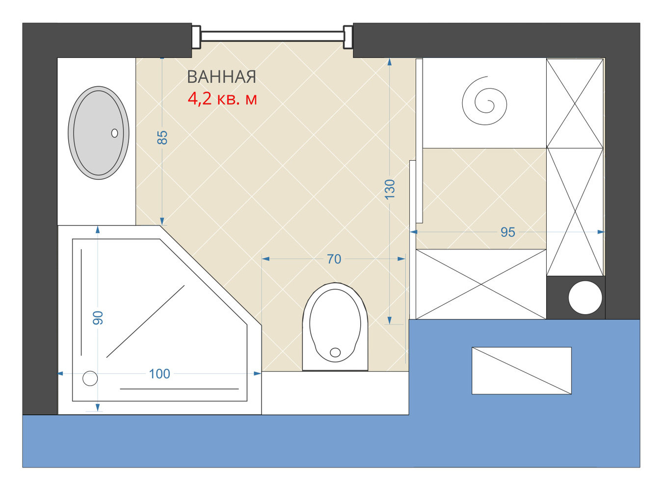 Фотография: Планировки в стиле , Ванная, Перепланировка, Анастасия Киселева, Максим Джураев, Хрущевка, ГМС-1, 1605 – фото на INMYROOM Фотография: Планировки в стиле , Ванная, Перепланировка, Анастасия Киселева, Максим Джураев, Хрущевка, ГМС-1, 1605 – фото на INMYROOM