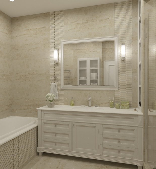 Фото из портфолио КВАРТИРА В СТИЛЕ СОВРЕМЕННАЯ КЛАССИКА - УЛ 1905 Г. Ванная комната. – фотографии дизайна интерьеров на INMYROOM