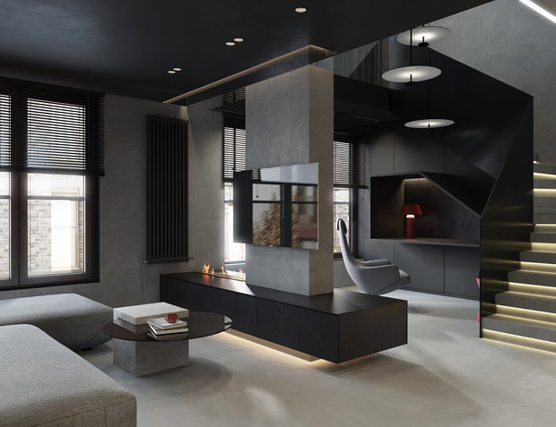 Фото из портфолио Минималистичная двухуровневая квартира в ЖК "Европейский Берег" г. Новосибириск – фотографии дизайна интерьеров на INMYROOM