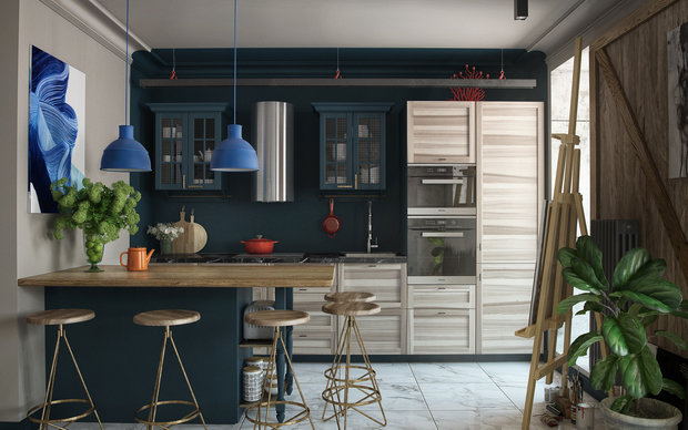 Фотография: Кухня и столовая в стиле Лофт, Квартира, Проект недели, Санкт-Петербург, Макс Жуков, ToTaste Studio, 1 комната, 40-60 метров, Монолитно-кирпичный, ЖК  «Балтийская жемчужина» – фото на INMYROOM