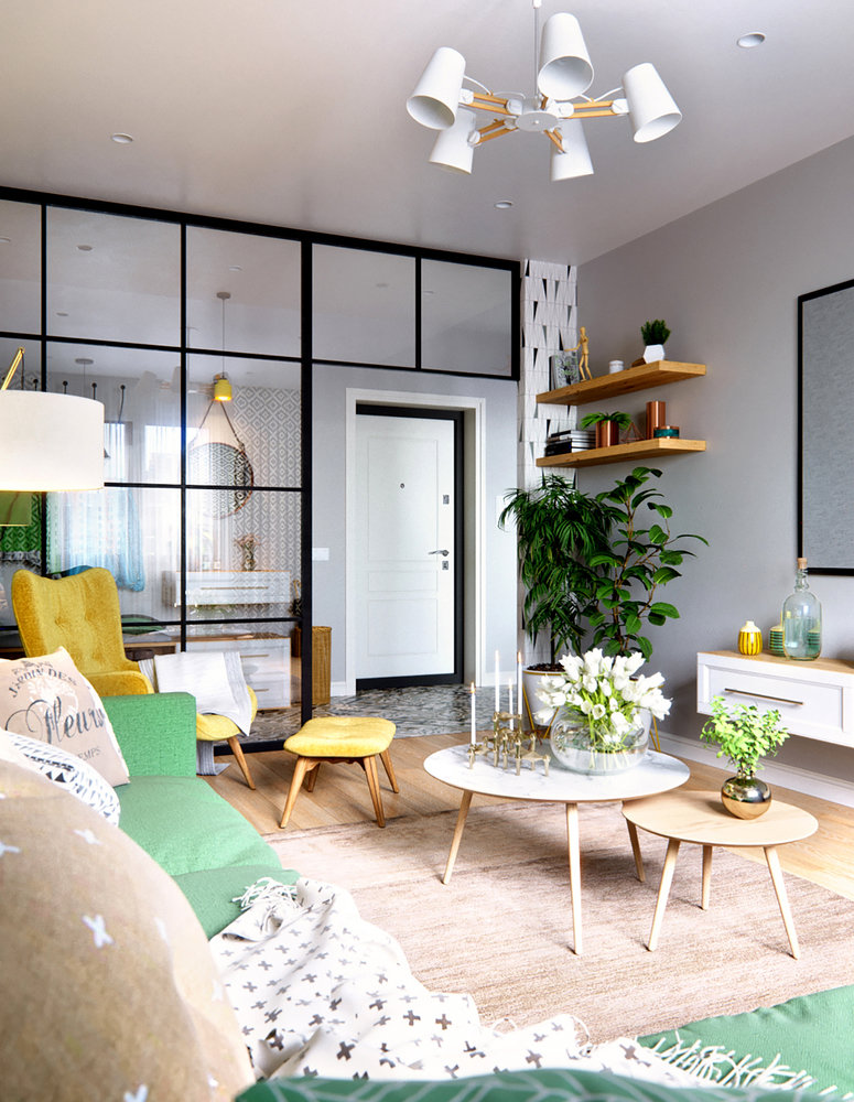 Фотография: Гостиная в стиле Скандинавский, Квартира, Проект недели, Санкт-Петербург, напольное покрытие, Панельный дом, 2 комнаты, 60-90 метров, Олег Минц, ЖК "Тойве" – фото на INMYROOM Фотография: Гостиная в стиле Скандинавский, Квартира, Проект недели, Санкт-Петербург, напольное покрытие, Панельный дом, 2 комнаты, 60-90 метров, Олег Минц, ЖК "Тойве" – фото на INMYROOM