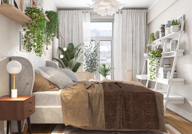 Фотография: Спальня в стиле Современный, Эко, Скандинавский, Квартира, Проект недели, Казань, 3 комнаты, 60-90 метров, Марина Меренкова – фото на INMYROOM