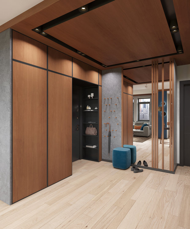 Фото из портфолио Квартира в ЖК Город "Облака из микроцемента и состаренная Медь" – фотографии дизайна интерьеров на INMYROOM