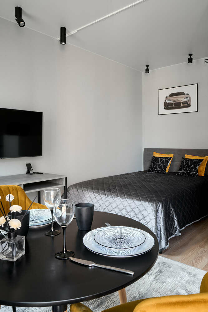 Фотография: Спальня в стиле Современный, Минимализм, Малогабаритная квартира, Квартира, Студия, Проект недели, Москва, Монолитный дом, до 40 метров, SST DESIGN, Светлана Тяговская – фото на INMYROOM Фотография: Спальня в стиле Современный, Минимализм, Малогабаритная квартира, Квартира, Студия, Проект недели, Москва, Монолитный дом, до 40 метров, SST DESIGN, Светлана Тяговская – фото на INMYROOM