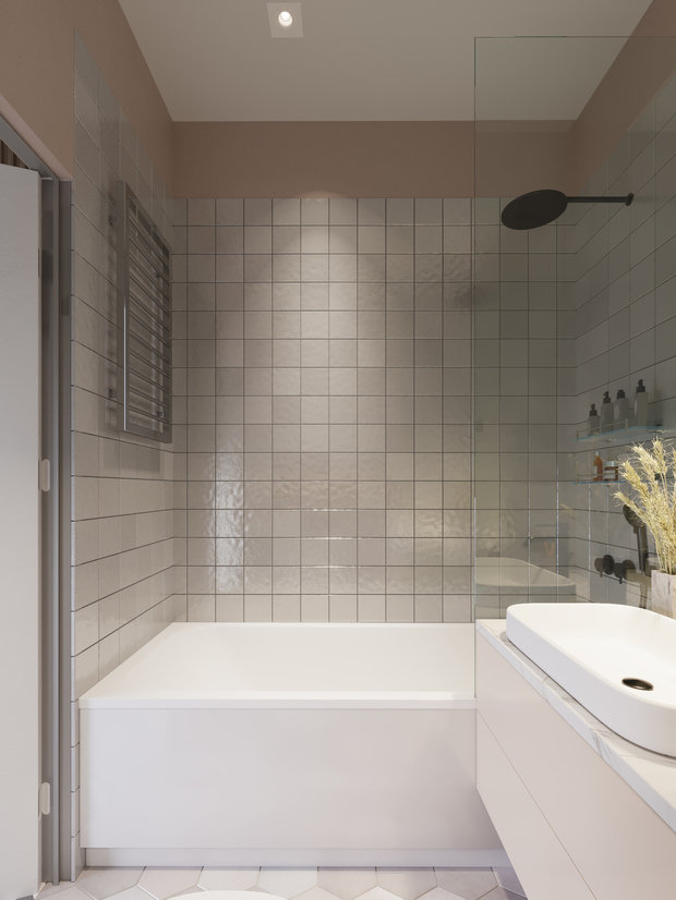 Фотография: Ванная в стиле Скандинавский, Современный, Квартира, Перепланировка, Москва, 1 комната, 40-60 метров, Яна Грошева – фото на INMYROOM