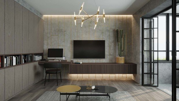 Фотография: Гостиная в стиле Лофт, Кухня и столовая, Ванная, Прихожая, Квартира, Проект недели, Серый, 1 комната, 40-60 метров, ПРЕМИЯ INMYROOM – фото на INMYROOM