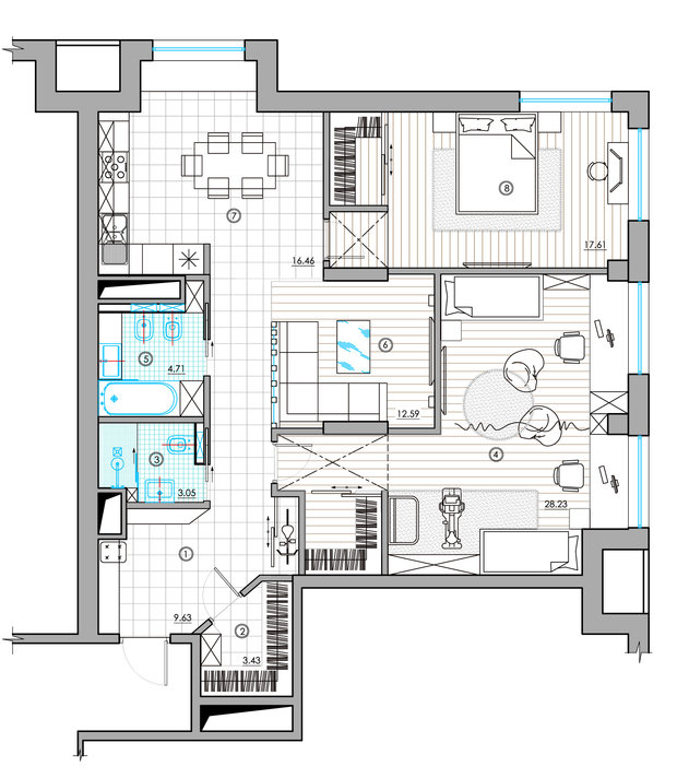 Фото из портфолио Трехкомнатная квартира в жилом комплексе «Богородский» в Москве. – фотографии дизайна интерьеров на INMYROOM