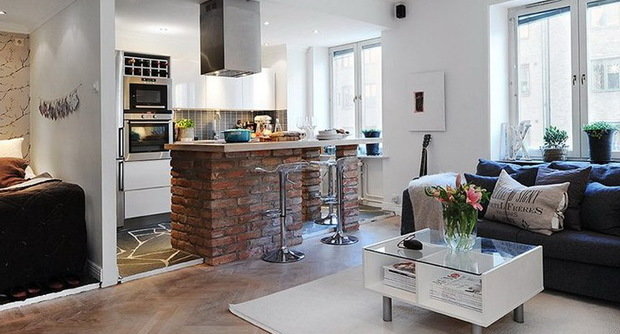 Фотография: Кухня и столовая в стиле Скандинавский, Интерьер комнат, Барная стойка – фото на INMYROOM