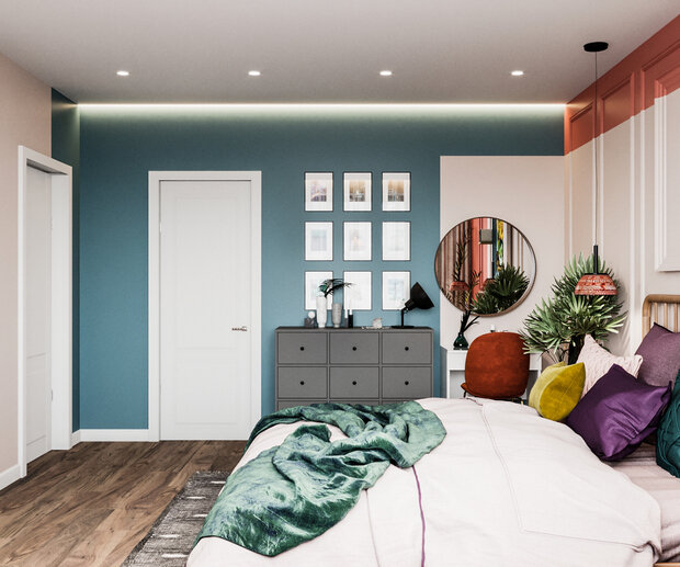 Фотография: Спальня в стиле Современный, Эклектика, Квартира, Проект недели, Санкт-Петербург, 3 комнаты, Более 90 метров, VizDiz, Илона Ореховская – фото на INMYROOM