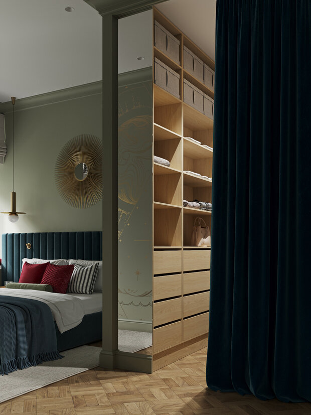 Фотография: Гардеробная в стиле Современный, Классический, Квартира, Проект дня, Санкт-Петербург, 40-60 метров, Юлия Бабинцева, YUHOME design – фото на INMYROOM