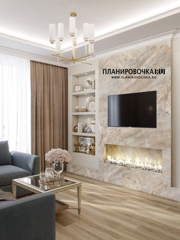 Фото из портфолио ЖК "Ясный", Гостиная 17,7 м2 – фотографии дизайна интерьеров на INMYROOM