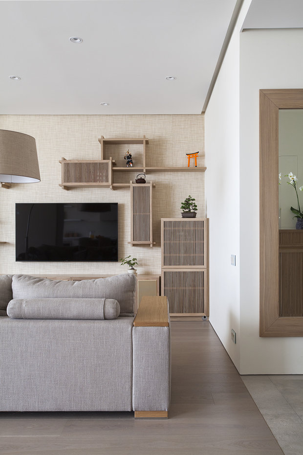 Фотография: Гостиная в стиле Восточный, Минимализм, Квартира, Проект недели, Москва, Эко, новостройка, Ариана Ахмад, Татьяна Карякина, Монолитный дом, 4 и больше, Более 90 метров – фото на INMYROOM