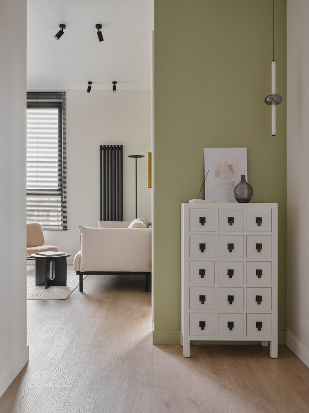 Фотография: Прихожая в стиле Современный, Минимализм, Квартира, Проект дня, Москва, 2 комнаты, 40-60 метров, современный с элементами минимализма и скандинавского стиля, ЖК «Зиларт», Зоя Закалюжная – фото на INMYROOM