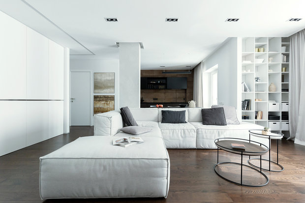 Фотография: Гостиная в стиле Минимализм, Квартира, Проект недели, Минск, 3 комнаты, Более 90 метров, Татьяна Манцевич – фото на INMYROOM