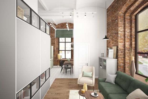Фотография: Гостиная в стиле Лофт, Детская, Скандинавский, Квартира, Проект недели, Москва – фото на INMYROOM