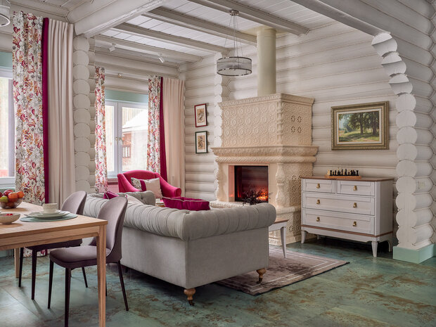 Фотография: Гостиная в стиле Прованс и Кантри, Классический, Эклектика, Дом, Проект недели, Дача, Дом и дача, Московская область, 4 и больше, Более 90 метров, Воскресенский район, Татьяна Астафьева – фото на INMYROOM