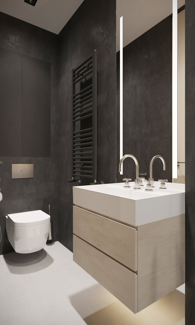 Визуализация ванной комнаты в стиле минимализм