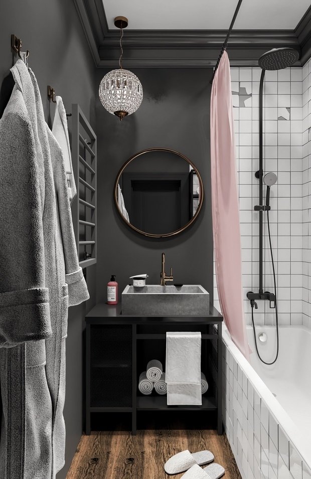 Фотография: Ванная в стиле Лофт, Эклектика, Квартира, Проект недели, Москва, 3 комнаты, 60-90 метров, Анна Показаньева – фото на INMYROOM