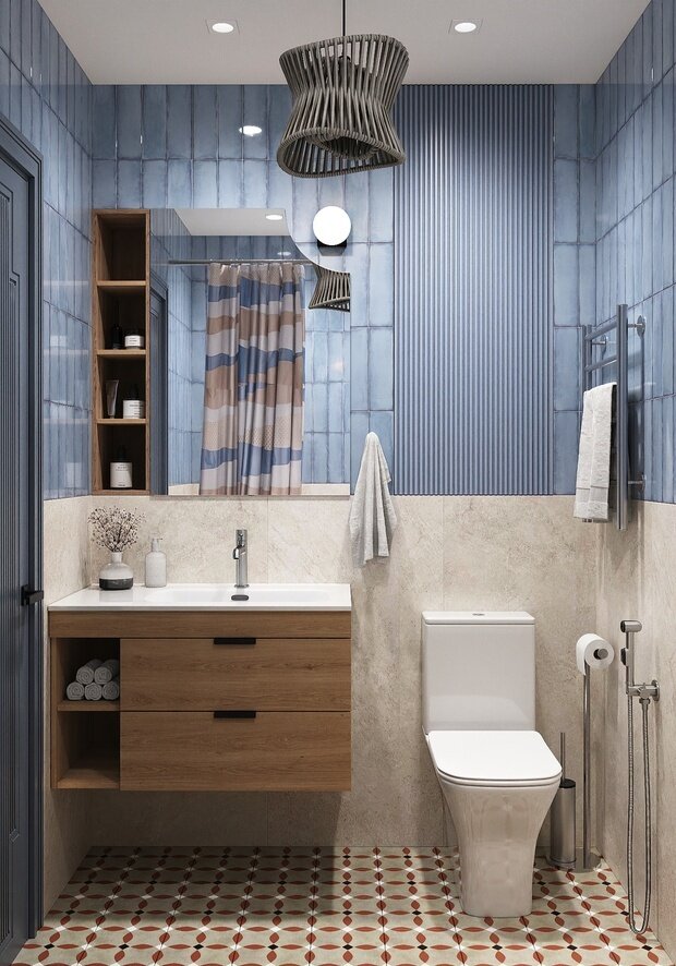 Фотография: Ванная в стиле Современный, Квартира, Проект дня, Московская область, Ирина Собыленская, 3 комнаты, 40-60 метров, Монолитно-кирпичный – фото на INMYROOM