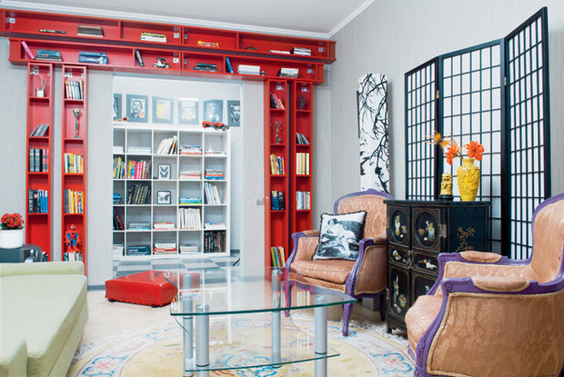 Фотография: Гостиная в стиле Эклектика, Декор интерьера, Дизайн интерьера, Цвет в интерьере – фото на INMYROOM